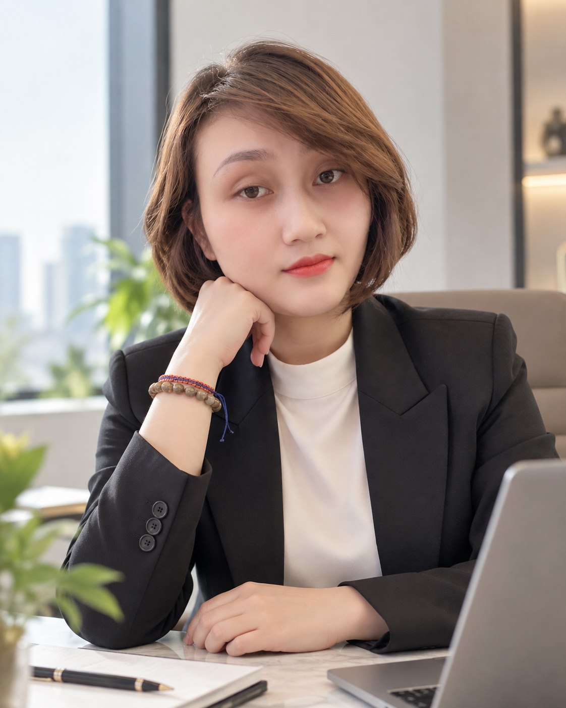 Chân dung Kim Xuyến tại bàn làm việc