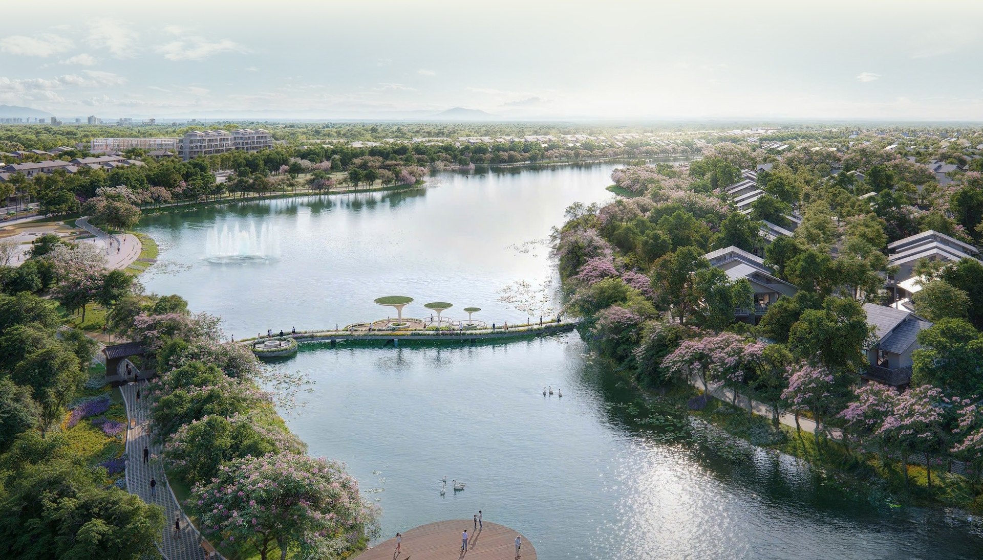Phối cảnh mặt nước và cảnh quan — trang giới thiệu Eco Retreat